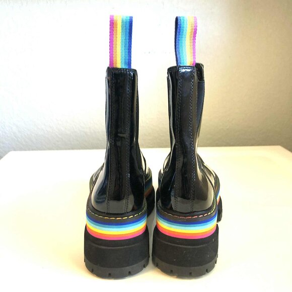NWOT KURT GEIGER LONDON Birdie Rainbow Platform Chelsea Boot Black 6 MSRP $240 - Picture 6 of 9